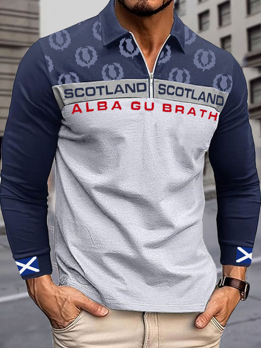 Men's Scotland Rugby Lover Printed Zip-Up Tops