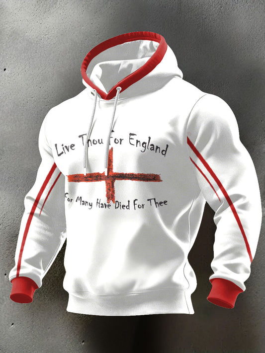 Men's England Rugby Lover Printed Hoodie