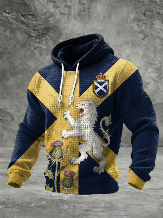 Men's  Scotland We'll Be Coming 2026 Football Lover  Waffle Hooded Sweatshirt