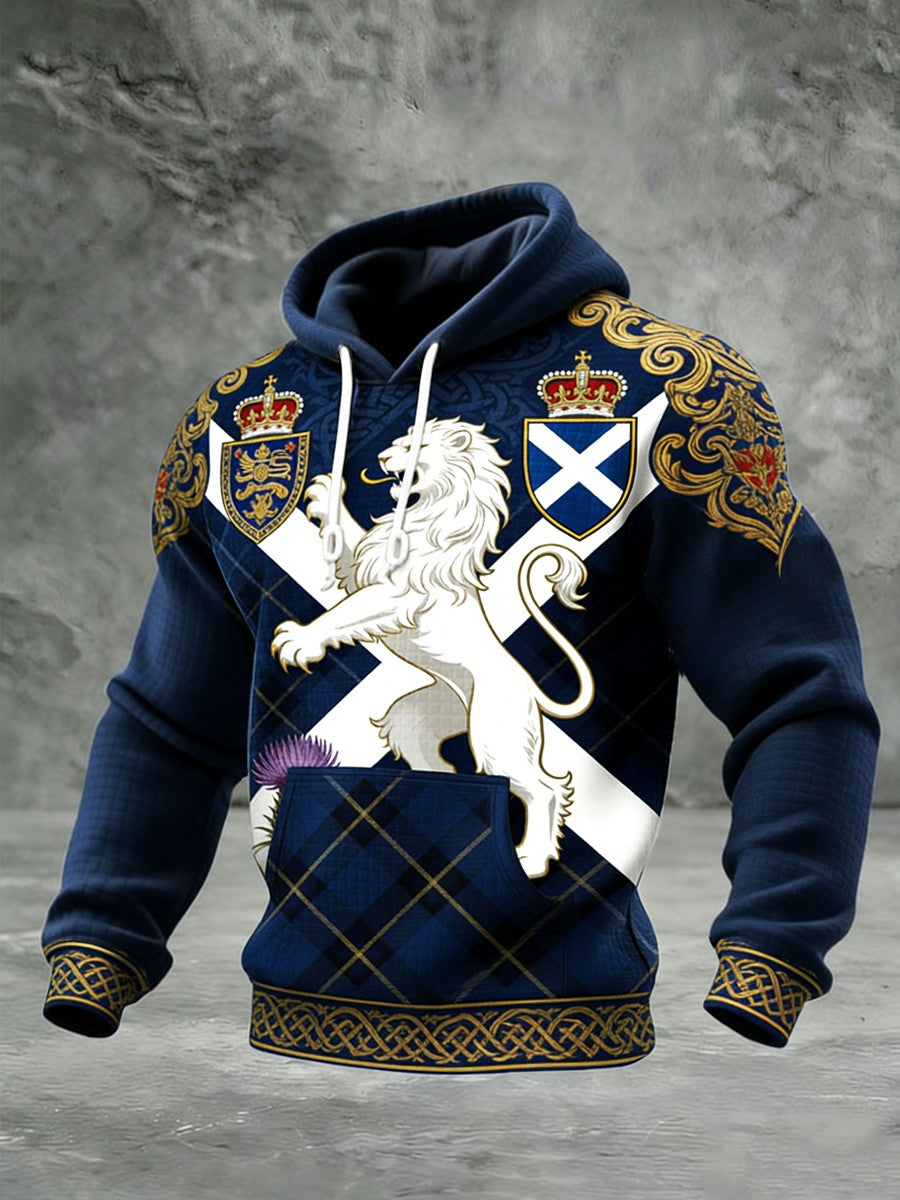 Men's  Scotland We'll Be Coming 2026 Football Lover  Waffle Hooded Sweatshirt