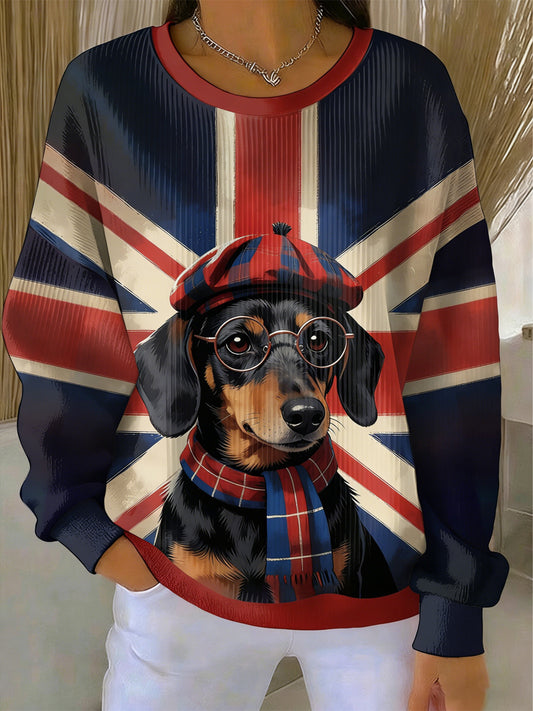 Women's British Style Print Casual Sweatshirt