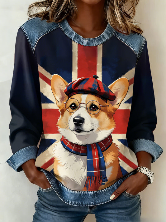 Women's British Style Patchwork Art Sweatshirt