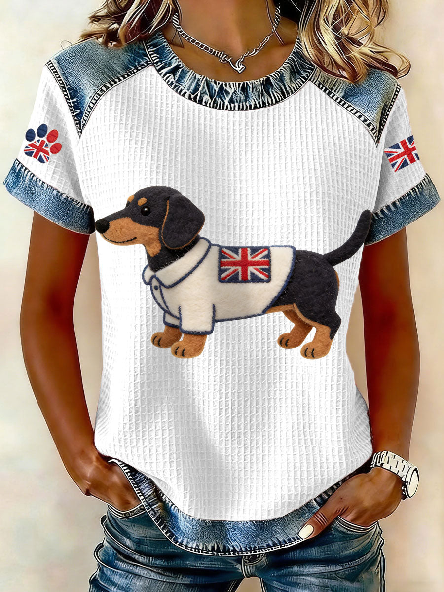 Women's UK Dachshund Waffle Tops