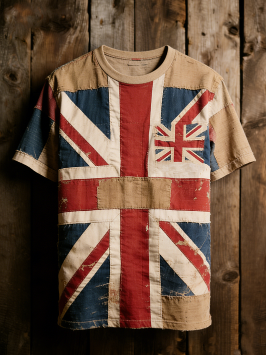 Men's Union Jack patchwork print short sleeves t-shirt