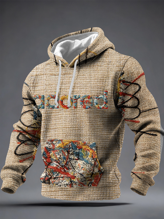 Men's Lemon Roses Music Lover Printed Checkered Cotton Hoodie