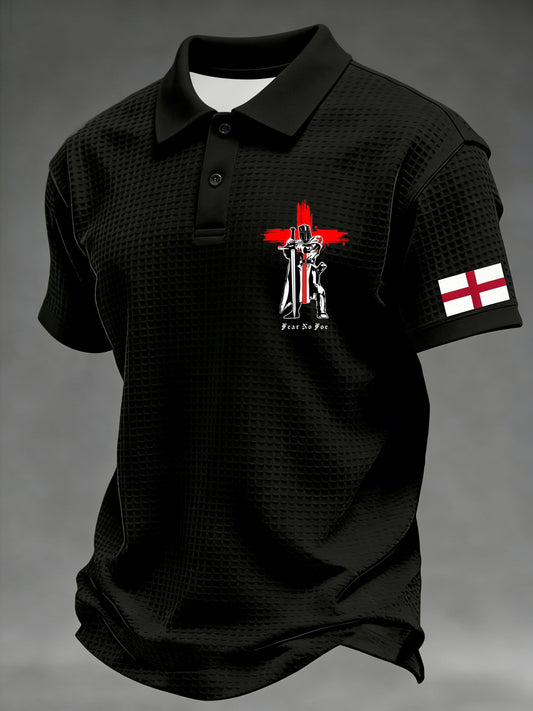 Retro St George's Day Casual Waffle Polo Shirt