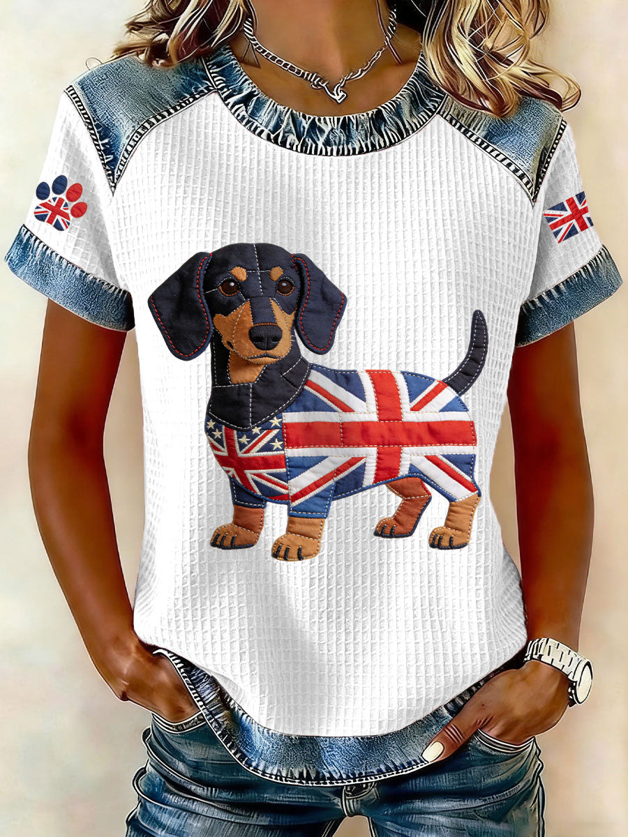 Women's UK Dachshund Waffle Tops