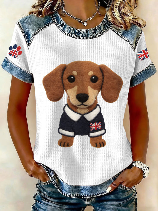 Women's UK Dachshund Waffle Tops