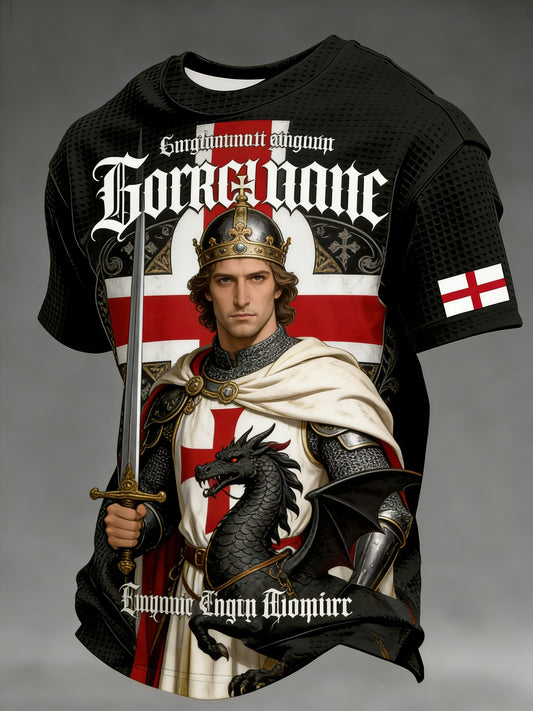 Retro St George's Day  Casual Short-Sleeve Waffle T-Shirt