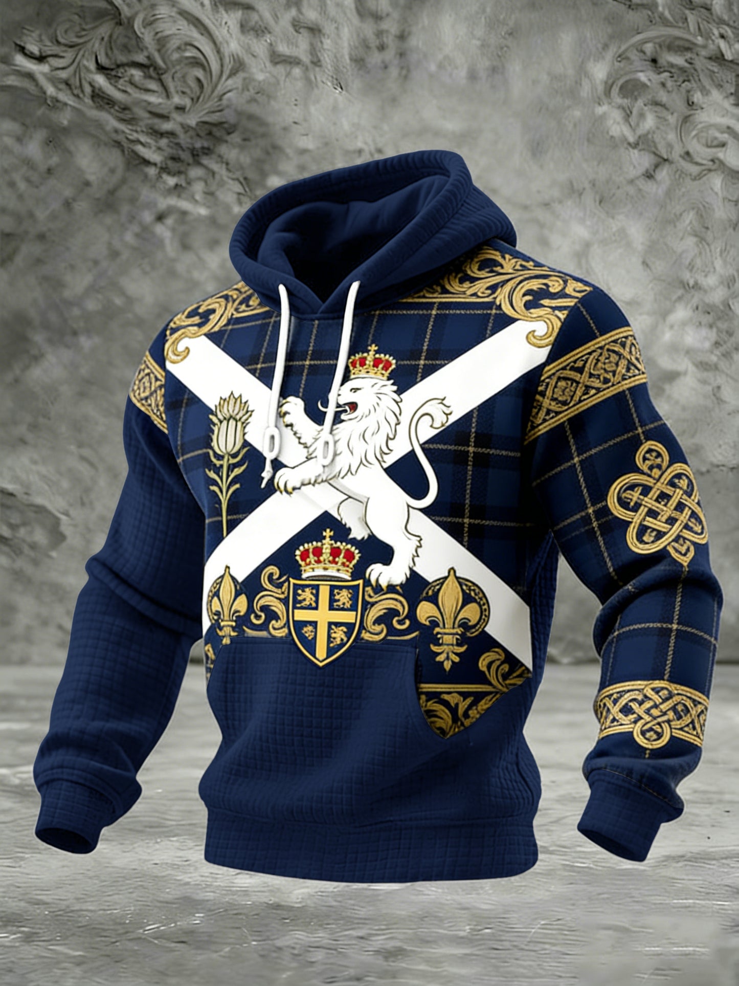 Men's  Scotland We'll Be Coming 2026 Football Lover Casual Waffle Hoodie Sweatshirt