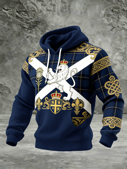 Men's  Scotland We'll Be Coming 2026 Football Lover Casual Waffle Hoodie Sweatshirt