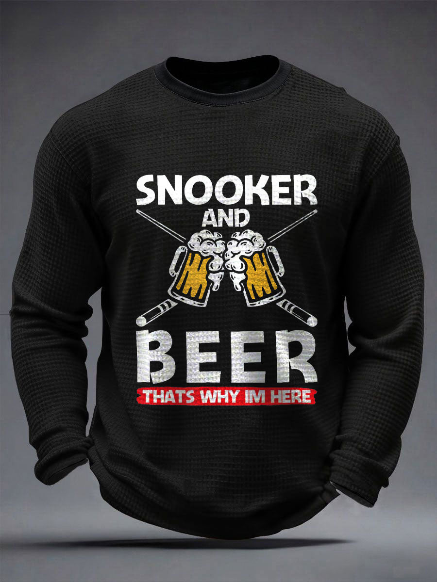 Men's Snooker Lover Printed Waffle Long Sleeve T-Shirt