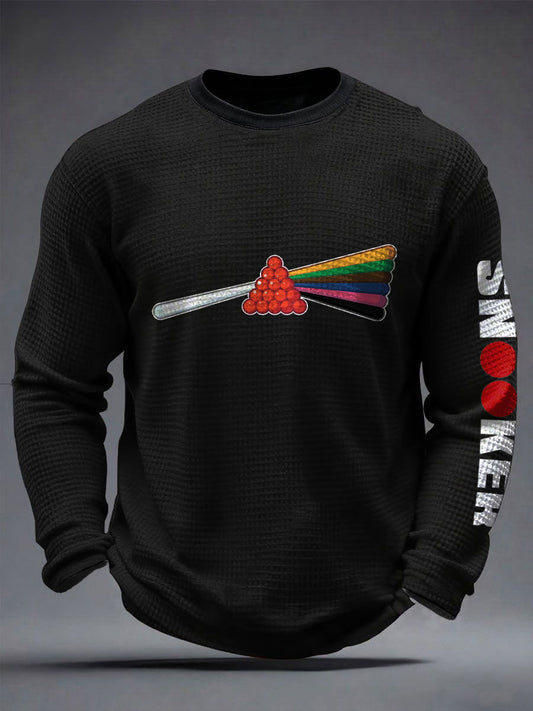 Men's Snooker Lover Printed Waffle Long Sleeve T-Shirt