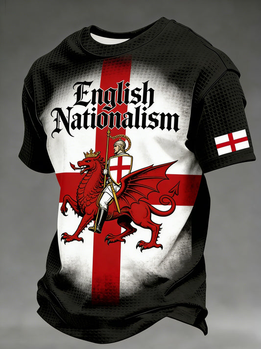 Retro St George's Day  Casual Short-Sleeve Waffle T-Shirt