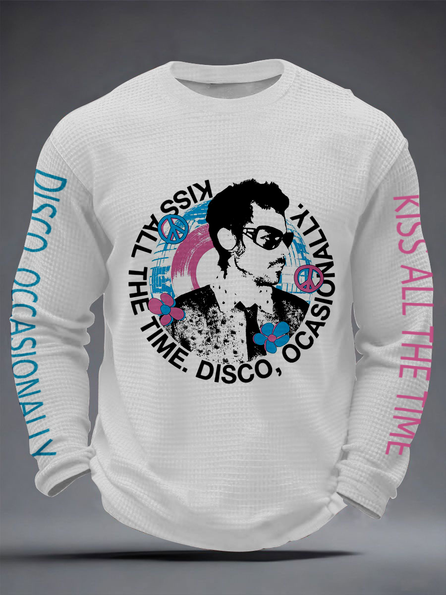 Men's Kiss All the Time Disco Occasionally Waffle Long Sleeve T-Shirt