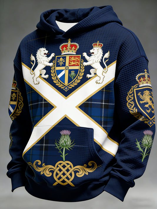 Men's  Scotland We'll Be Coming 2026 Football Lover Casual Waffle Hoodie Sweatshirt