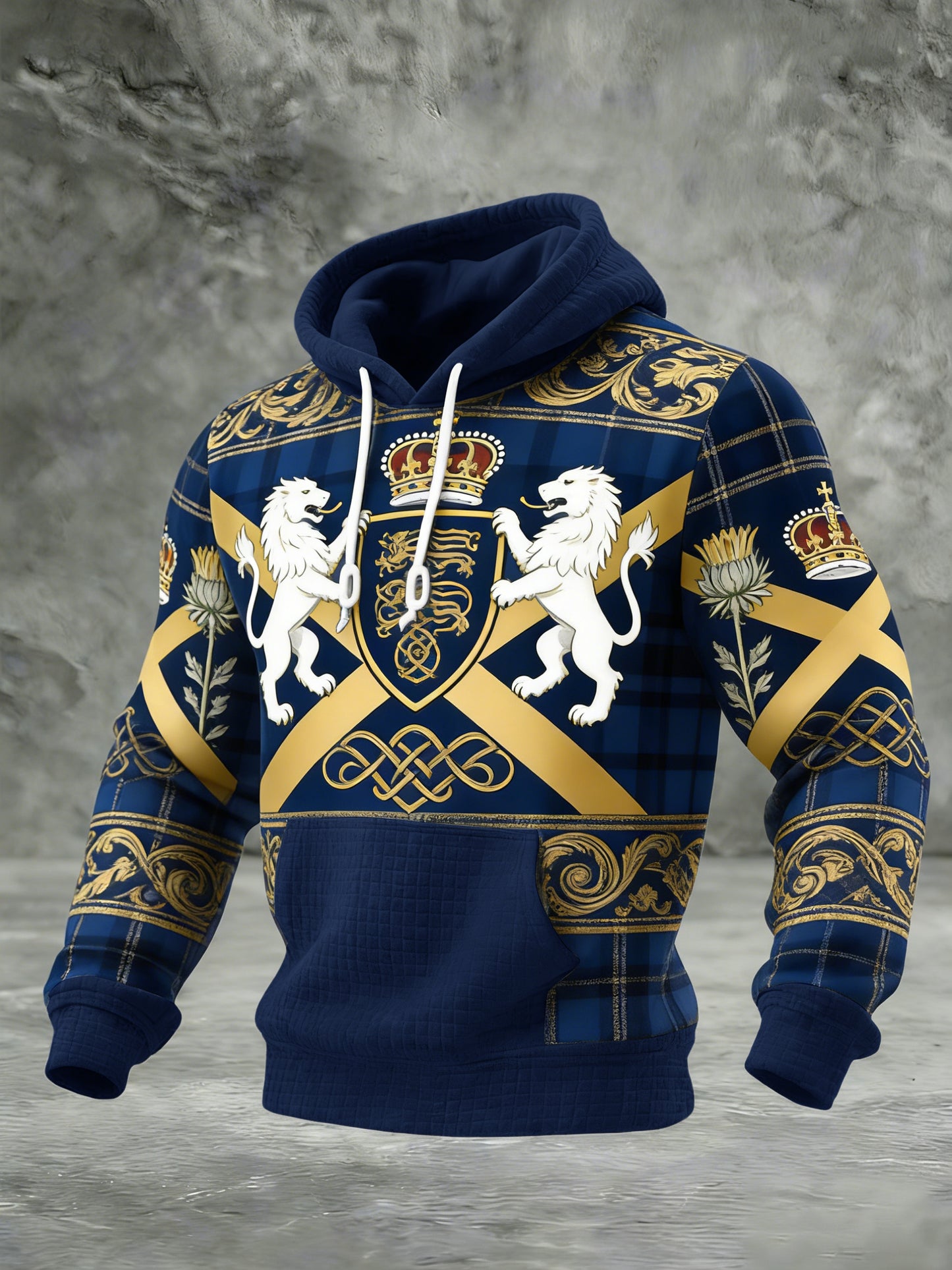 Men's  Scotland We'll Be Coming 2026 Football Lover Casual Waffle Hoodie Sweatshirt