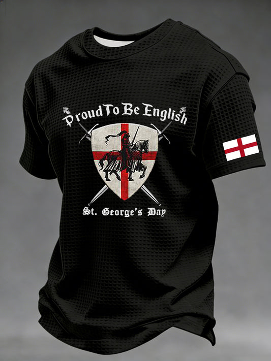 Retro St George's Day  Casual Short-Sleeve Waffle T-Shirt