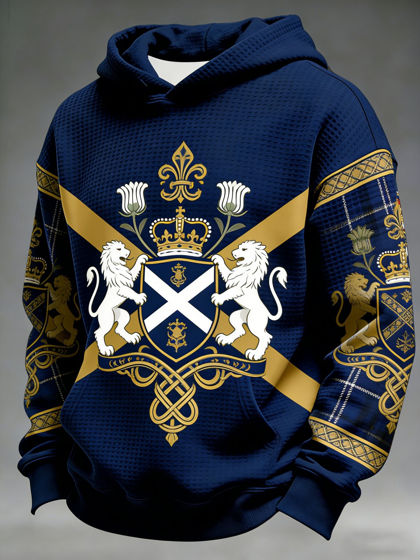 Men's  Scotland We'll Be Coming 2026 Football Lover Casual Waffle Hoodie Sweatshirt