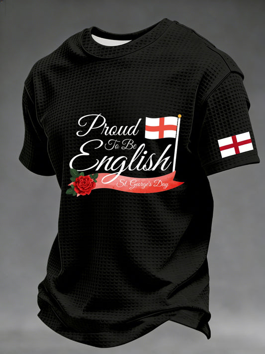Retro St George's Day  Casual Short-Sleeve Waffle T-Shirt