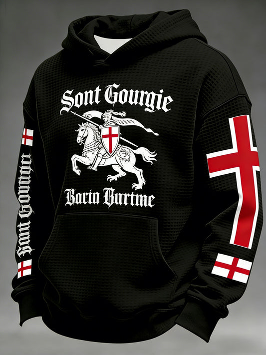 Retro St George's Day  Casual Waffle Hoodie Sweatshirt