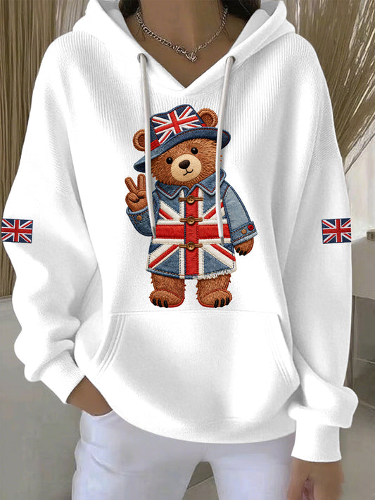 Women's British style Print Casual Hoodie