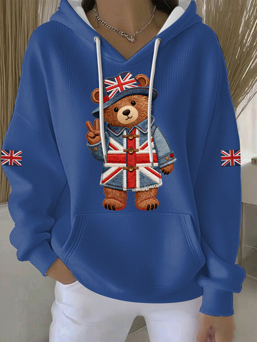 Women's British style Print Casual Hoodie