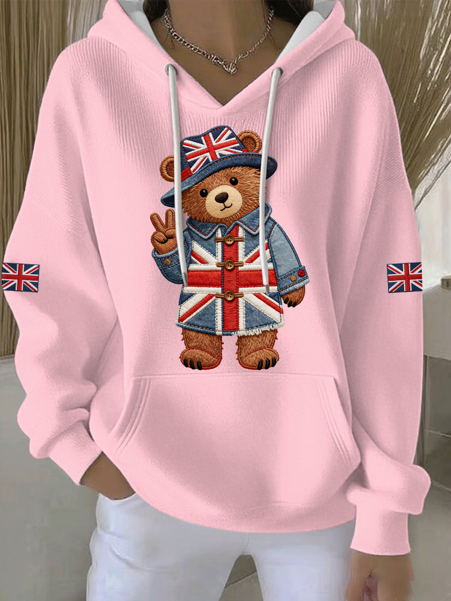 Women's British style Print Casual Hoodie