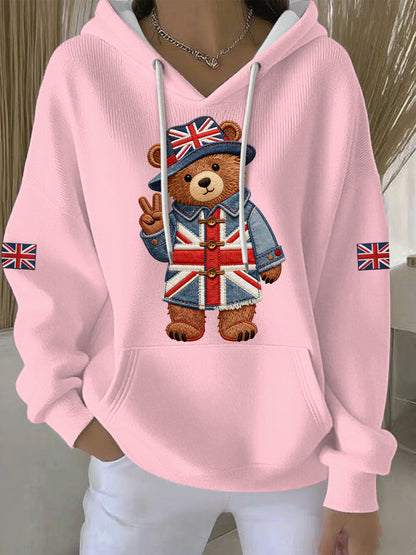 Women's British style Print Casual Hoodie