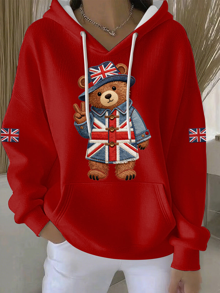 Women's British style Print Casual Hoodie