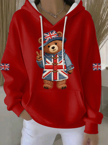 Women's British style Print Casual Hoodie