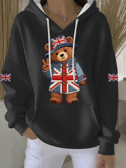 Women's British style Print Casual Hoodie
