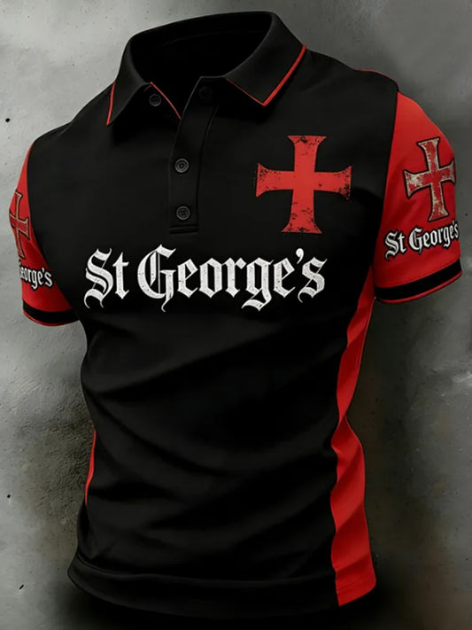 Men's St George's Day Casual Short-Sleeve Polo Shirt