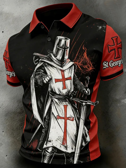Men's St George's Day Casual Short-Sleeve Polo Shirt