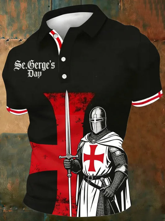 Men's St George's Day Casual Short-Sleeve Polo Shirt