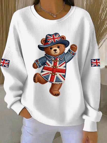 Women's British Style Print Casual Sweatshirt