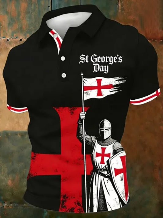 Men's St George's Day Casual Short-Sleeve Polo Shirt