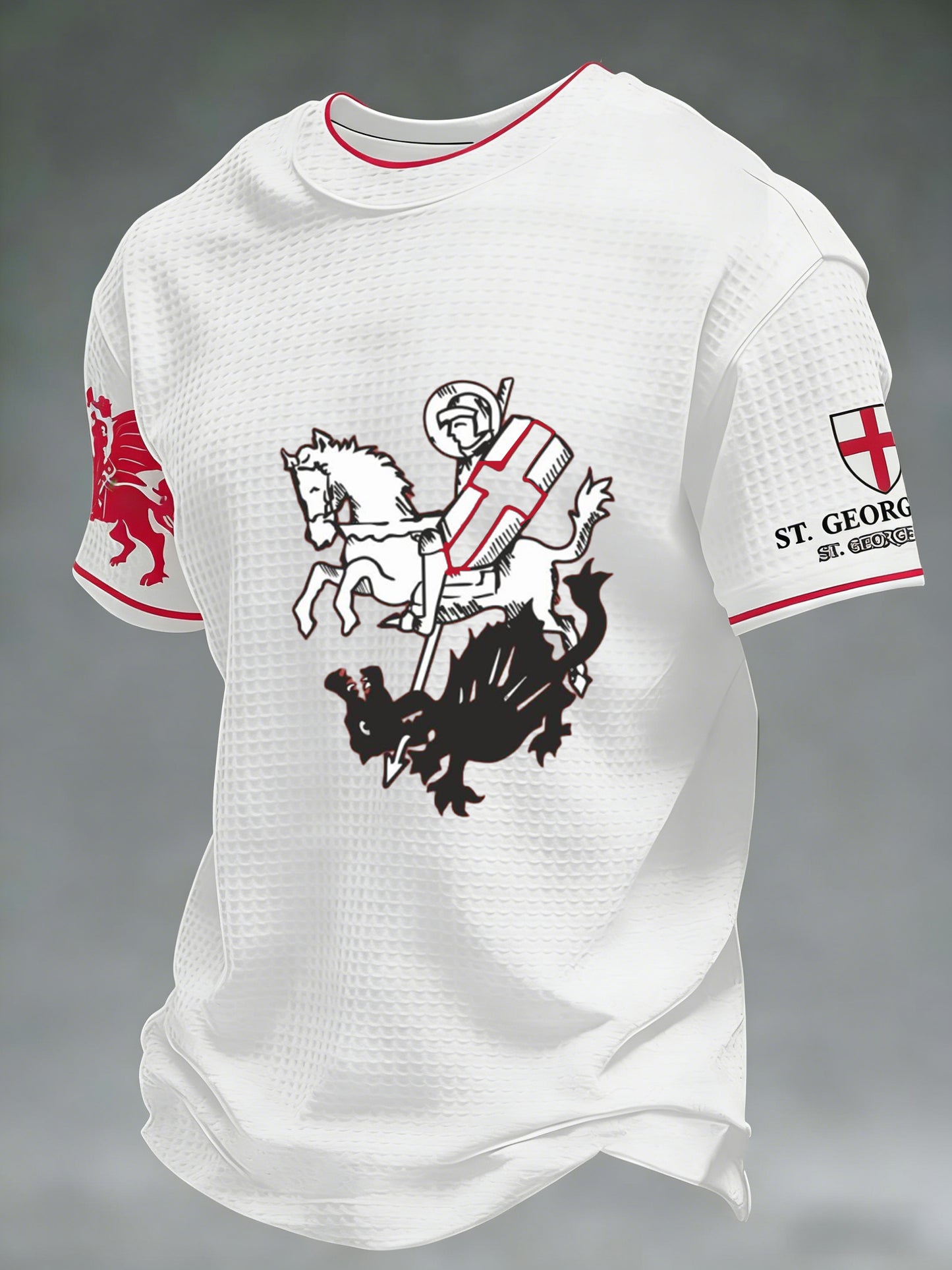 Men's  Retro St George's Day  Casual Waffle Short-Sleeve T-Shirt