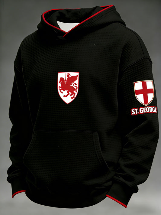 Men's  Retro St George's Day  Casual Waffle Hoodie Sweatshirt