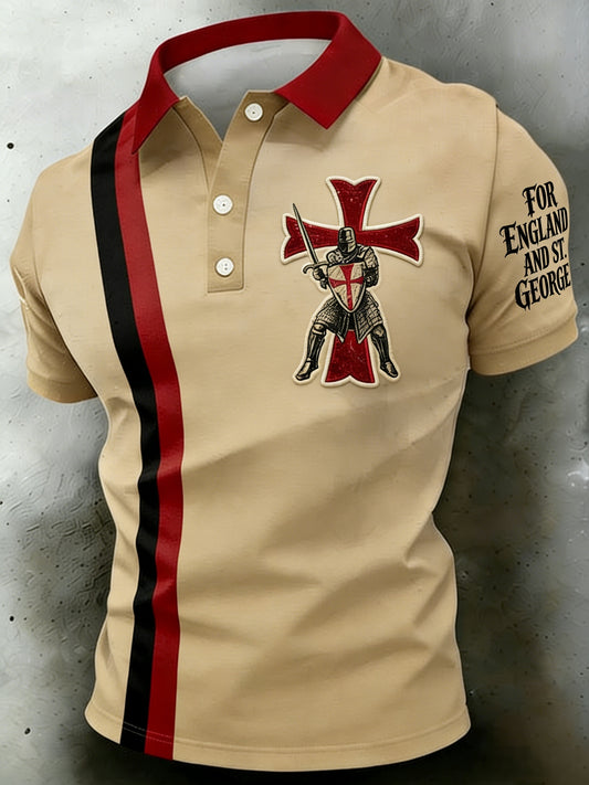 Men's  Retro St George's Day  Casual Short-Sleeve Polo Shirt