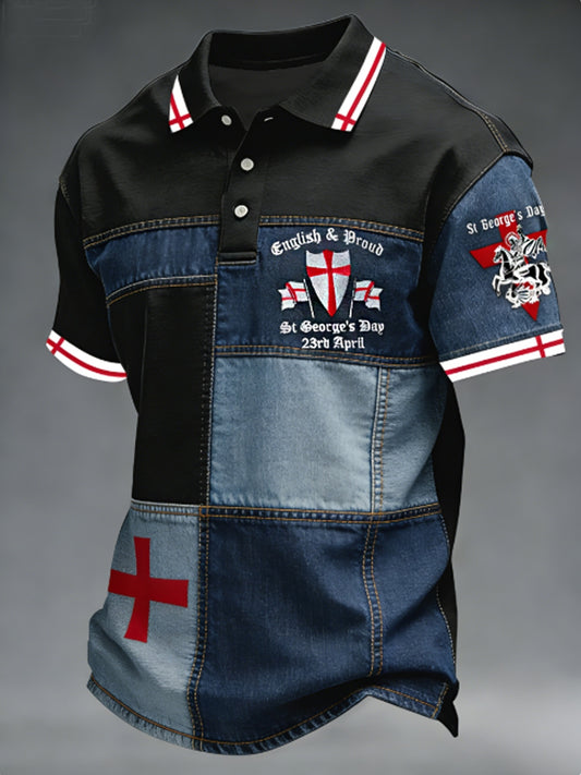 Men's St George's Day Casual Short-Sleeve Polo Shirt