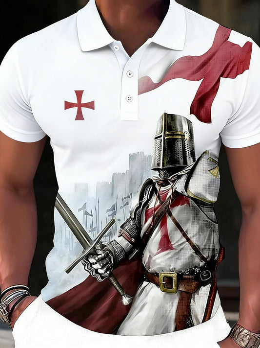 Men's  Retro St George's Day  Casual Short-Sleeve Polo Shirt