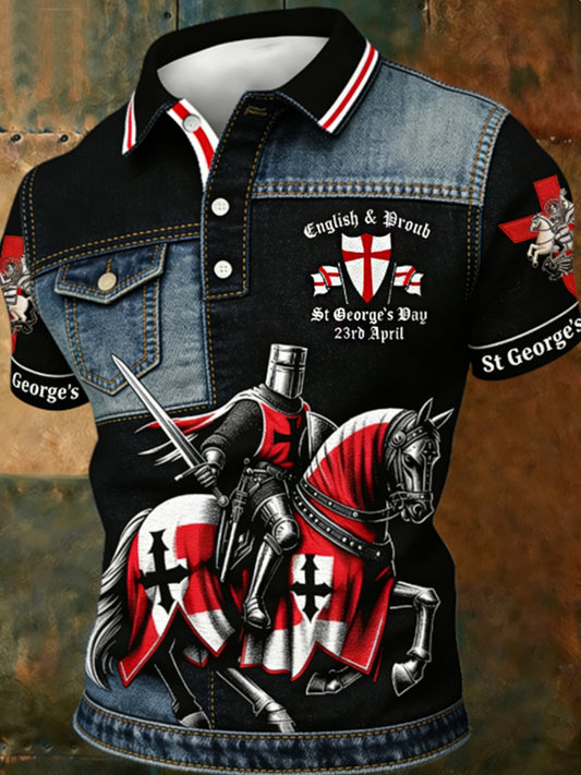 Men's St George's Day Casual Short-Sleeve Polo Shirt