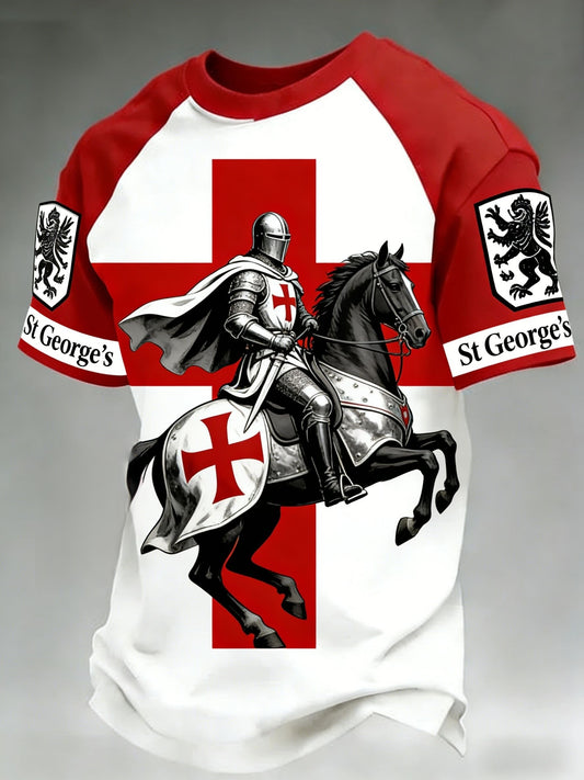 Men's  Retro St George's Day  Casual Short-Sleeve T-Shirt