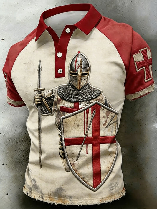 Men's  Retro St George's Day  Casual Short-Sleeve Polo Shirt