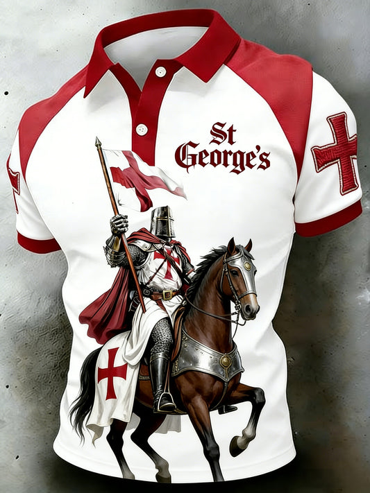 Men's  Retro St George's Day  Casual Short-Sleeve Polo Shirt