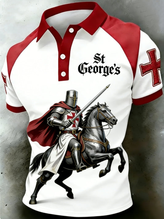 Men's St George's Day Casual Short-Sleeve Polo Shirt