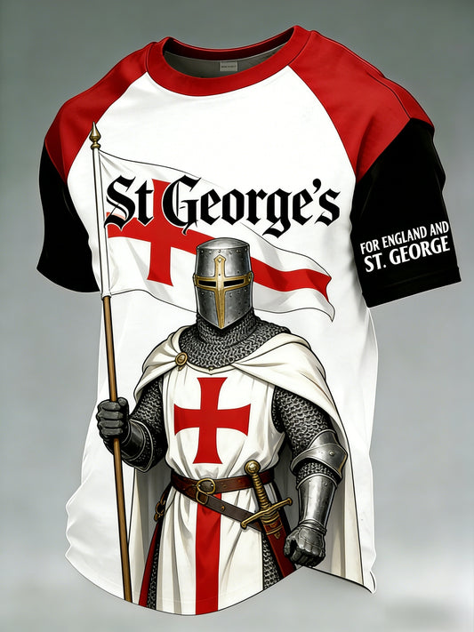 Men's  Retro St George's Day  Casual Short-Sleeve T-Shirt