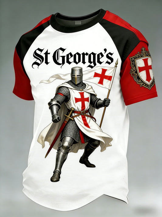 Men's  Retro St George's Day  Casual Short-Sleeve T-Shirt
