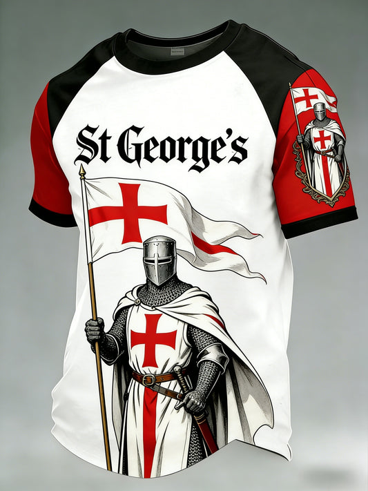 Men's  Retro St George's Day  Casual Short-Sleeve T-Shirt